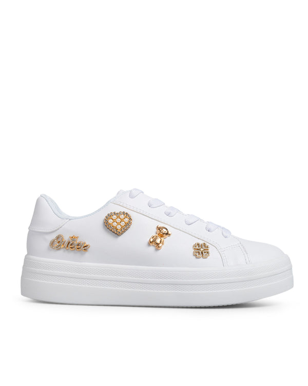 Tenis Blanco Básico Dijes Dorados 9814